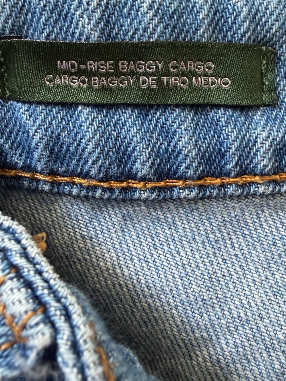Women's Blue Denim Cargo Pants - Classic Utility Style - Picture 3 of 4